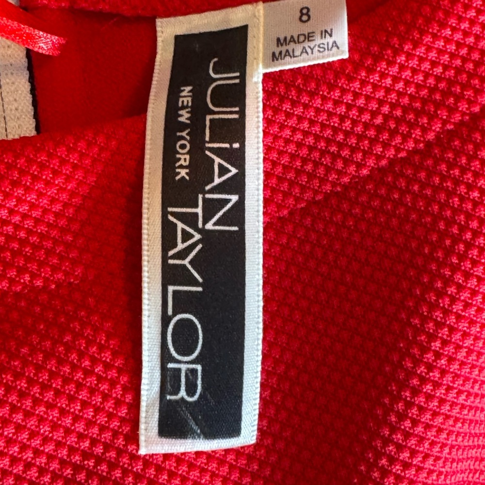 Julian Taylor Red Fitted Short Sleeve mini dress - Picture 6 of 7